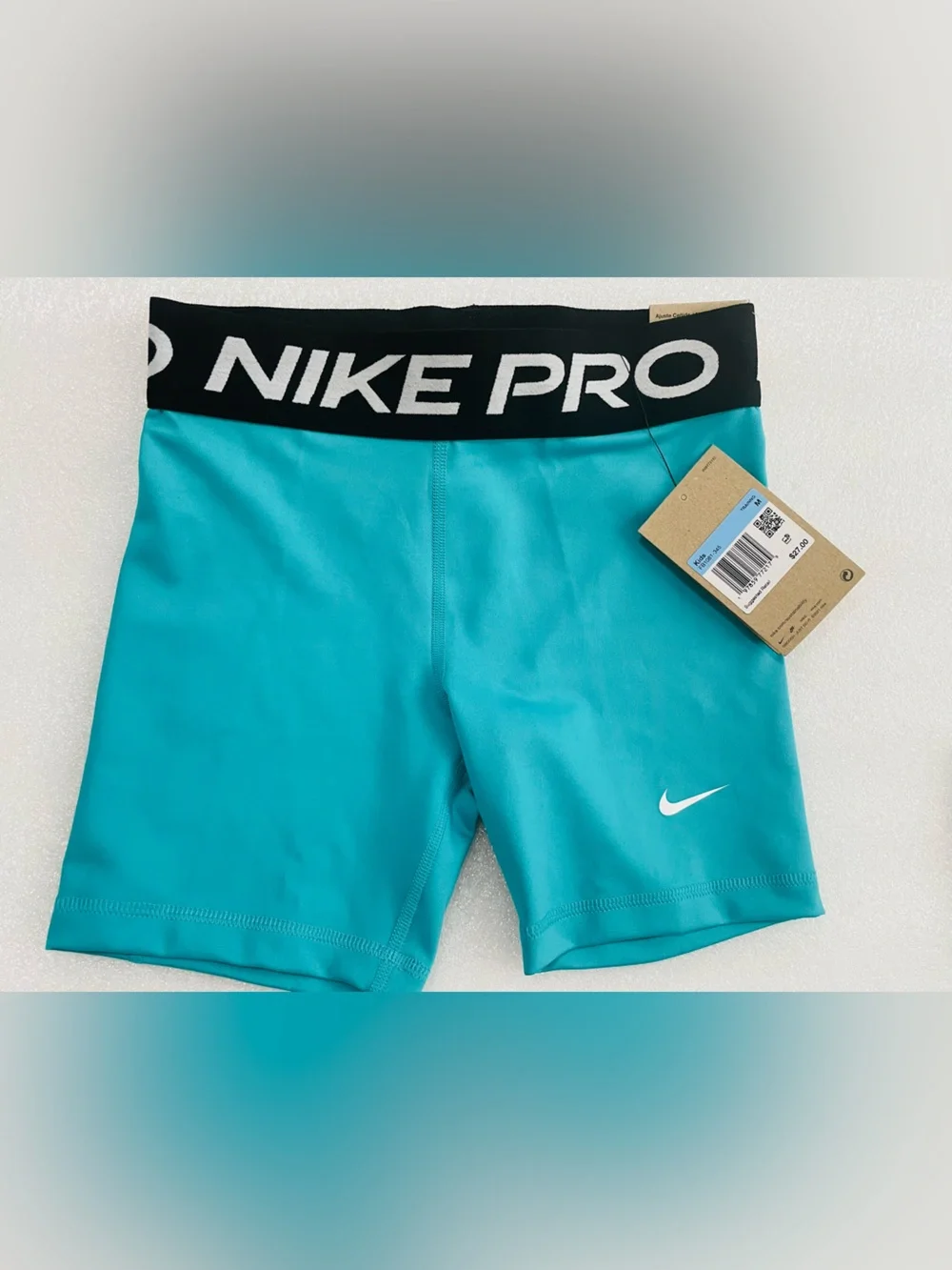 Nike Girls' Turquoise Pro Compression Leggings with Black Waistband